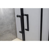 1400-1600mm Sliding Door Safety Glass Shower Screen Black By Della Francesca - Side View