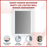 Smart Mirror Bathroom Vanity LED Lighted Wall Mirror 800x600mm - Side View
