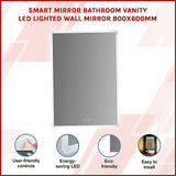 Smart Mirror Bathroom Vanity LED Lighted Wall Mirror 800x600mm - Side View
