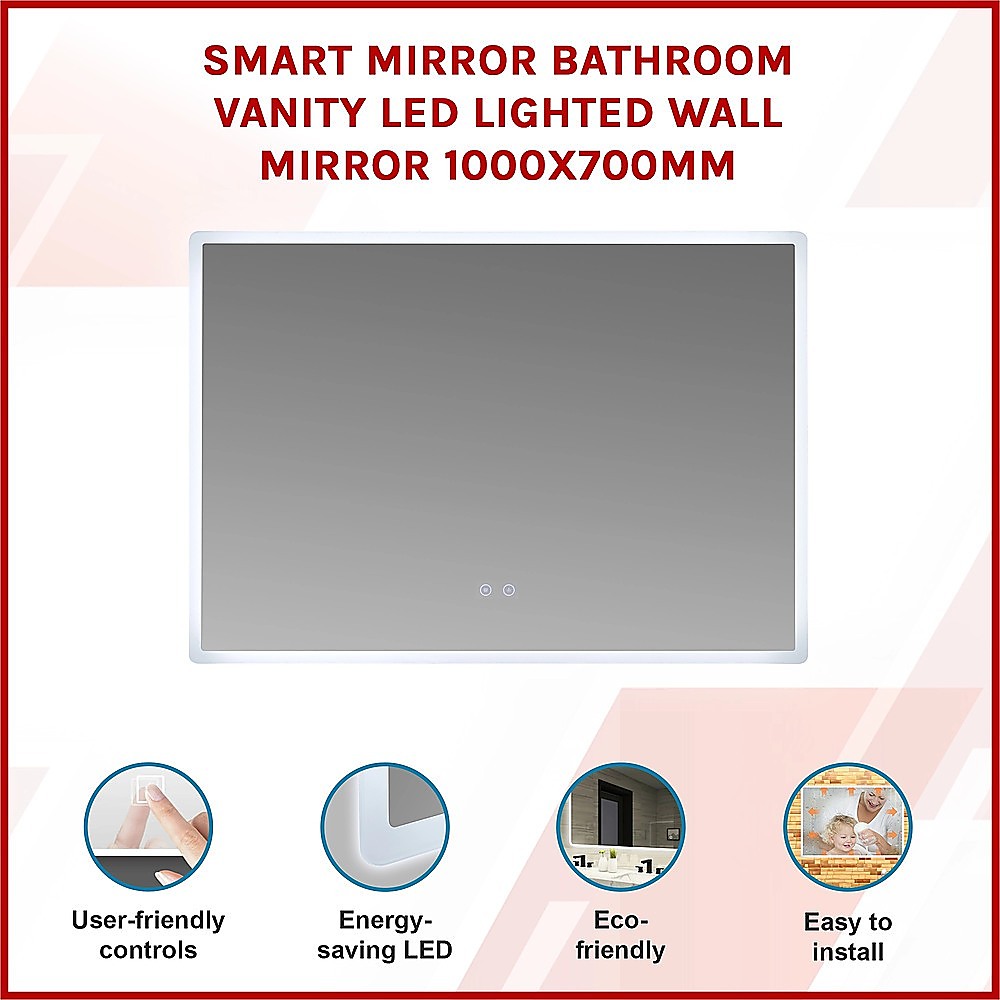 Smart Mirror Bathroom Vanity LED Lighted Wall Mirror 1000x700mm