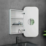 Rectangle Wall Hung Bathroom Mirror Shaving Cabinet Vanity Matte White - Front View