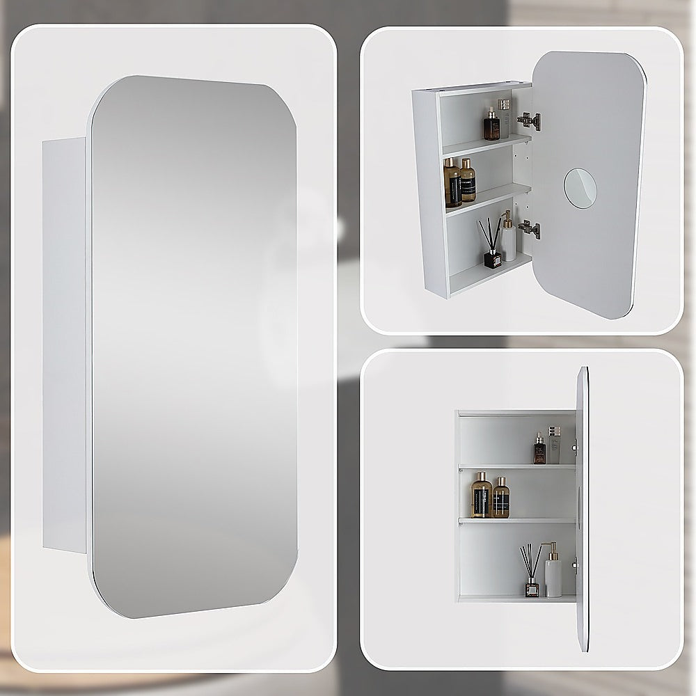 Rectangle Wall Hung Bathroom Mirror Shaving Cabinet Vanity Matte White