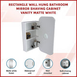Rectangle Wall Hung Bathroom Mirror Shaving Cabinet Vanity Matte White - Side View
