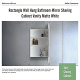 Rectangle Wall Hung Bathroom Mirror Shaving Cabinet Vanity Matte White - Extra Image
