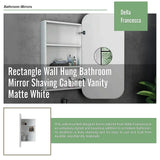 Rectangle Wall Hung Bathroom Mirror Shaving Cabinet Vanity Matte White - Extra Image