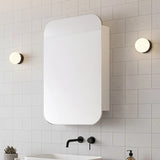 Rectangle Wall Hung Bathroom Mirror Shaving Cabinet Vanity Matte White - Front View
