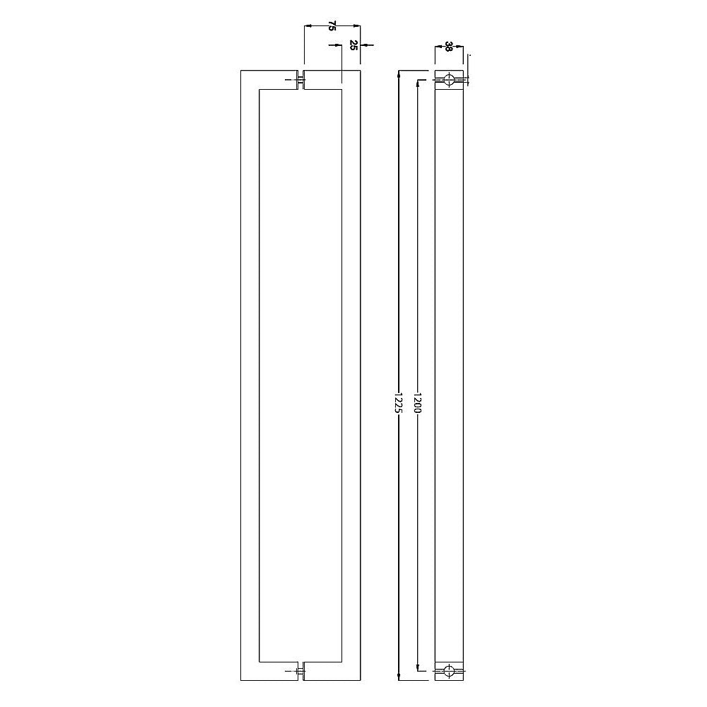 Entrance Door Pull Handle Matte Black 1200mm
