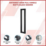 Entrance Door Pull Handle Matte Black 1200mm - Side View
