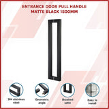 Entrance Door Pull Handle Matte Black 1500mm - Side View