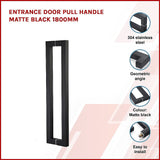 Entrance Door Pull Handle Matte Black 1800mm - Side View