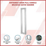 Entrance Door Pull Handle Brushed satin 1500mm - Side View