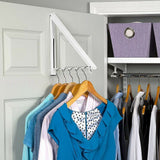 Folding Wall Mount Retractable Clothes Hanger Laundry Drying Rack Organiser - Front View