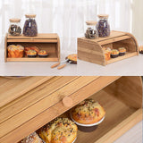 Bamboo Bread Bin Storage Box Kitchen Loaf Pastry Container - Close-Up Angle