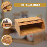 Bamboo Bread Bin Storage Box Kitchen Loaf Pastry Container - Low Angle