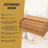 Bamboo Bread Bin Storage Box Kitchen Loaf Pastry Container - Extra Image