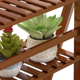 Plant Stand Outdoor Indoor Garden Wood Bamboo Shelf Folding 100CM Length - Top-Down View