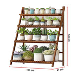 Plant Stand Outdoor Indoor Garden Wood Bamboo Shelf Folding 100CM Length - Extra Image