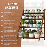 Plant Stand Outdoor Indoor Garden Wood Bamboo Shelf Folding 100CM Length - Extra Image