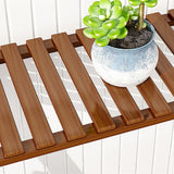 Plant Stand Outdoor Indoor Garden Wood Bamboo Shelf Folding 100CM Length - Rear View