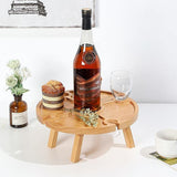 Outdoor Picnic Table Wooden Portable Folding Mini Wine Rack Picnic Table - Front View