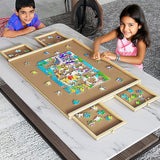 Wooden Jigsaw Puzzle Table Board Storage Table Tray Puzzle For Adult Kid - Front View