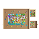 Wooden Jigsaw Puzzle Table Board Storage Table Tray Puzzle For Adult Kid - Rear View