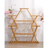 Bamboo Multilayer Flower Plant Bonsai Rack Shelf Stand Porch Lawn Patio - Side View
