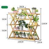Bamboo Multilayer Flower Plant Bonsai Rack Shelf Stand Porch Lawn Patio - 45-Degree Angle