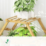 Bamboo Multilayer Flower Plant Bonsai Rack Shelf Stand Porch Lawn Patio - Top-Down View