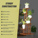 5 Tiers Vertical Bamboo Plant Stand Staged Flower Shelf Rack Outdoor Garden - Extra Image