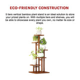 5 Tiers Vertical Bamboo Plant Stand Staged Flower Shelf Rack Outdoor Garden - Extra Image