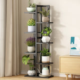 6 Tiers Vertical Bamboo Plant Stand Staged Flower Shelf Rack Outdoor Garden - Side View