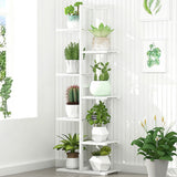 6 Tiers Vertical Bamboo Plant Stand Staged Flower Shelf Rack Outdoor Garden