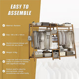 Portable Clothes Rack Coat Garment Stand Bamboo Rail Hanger Airer Closet - Extra Image