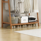 Portable Clothes Rack Coat Garment Stand Bamboo Rail Hanger Airer Closet - Top-Down View