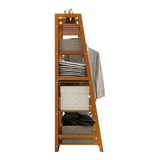 Portable Clothes Rack Coat Garment Stand Bamboo Rail Hanger Airer Closet - 45-Degree Angle