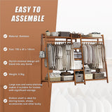 Portable Clothes Rack Coat Garment Stand Bamboo Rail Hanger Airer Closet - Extra Image