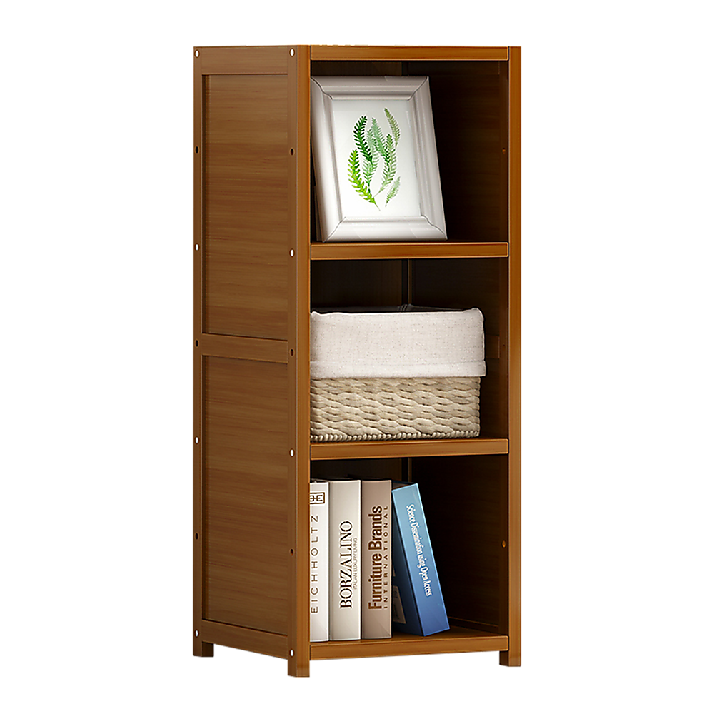 Bamboo Adjustable 3-Shelf Bookcase  Display Storage Rack Stand for Living Room, Bedroom, Office or Home Décor