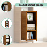 Bamboo Adjustable Shelf Bookcase Display Storage Rack Stand Livingroom Bedroom - Rear View