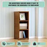 Bamboo Adjustable Shelf Bookcase Display Storage Rack Stand Livingroom Bedroom - Close-Up Angle