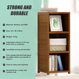 Bamboo Adjustable Shelf Bookcase Display Storage Rack Stand Livingroom Bedroom - Low Angle