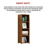 Bamboo 4-Shelf Bookcase  Adjustable Display Storage Rack Stand for Living Room, Bedroom, Office or Home Organisation