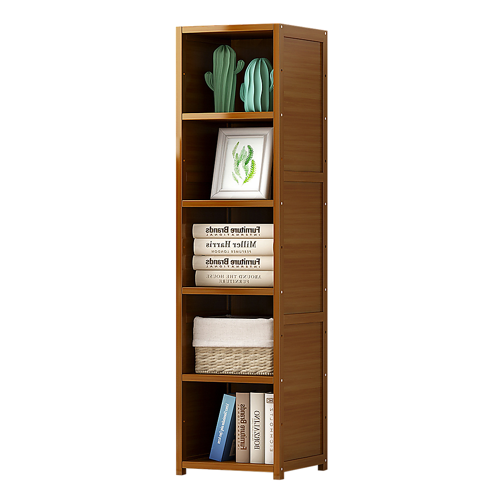 Bamboo 5-Shelf Bookcase ??Tall Display Storage Rack Stand for Living Room, Bedroom, Office or Home Organisation