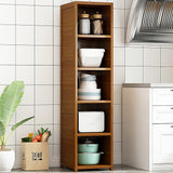 Bamboo Shelf Bookcase Display Storage Rack Stand Livingroom Bedroom - Front View