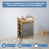 Bamboo Shelf with Storage Hamper ??Wooden Organiser with 2 Laundry Bags