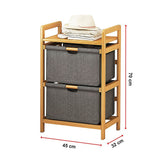 Bamboo Shelf with Storage Hamper ??Wooden Organiser with 2 Laundry Bags