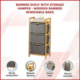 Bamboo Shelf with Storage Hamper ??Wooden Organiser with 3 Laundry Bags