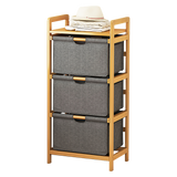 Bamboo Shelf with Storage Hamper ??Wooden Organiser with 3 Laundry Bags