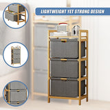 Bamboo Shelf with Storage Hamper ??Wooden Organiser with 3 Laundry Bags