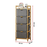 Bamboo Shelf with Storage Hamper ??Wooden Organiser with 4 Laundry Bags